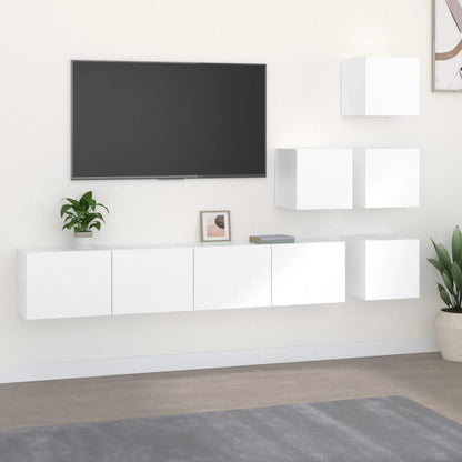 Mobile Porta TV a Parete Bianco in Legno Multistrato