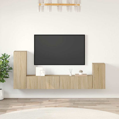 Set di Mobili Porta TV 4 pz Rovere Sonoma in Legno Multistrato
