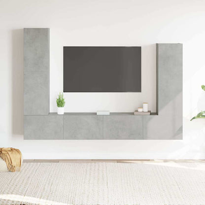 Set di Mobili Porta TV 4 pz Grigio Cemento in Legno Multistrato