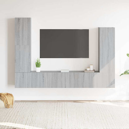 Set di Mobili Porta TV 4 pz Grigio Sonoma in Legno Multistrato