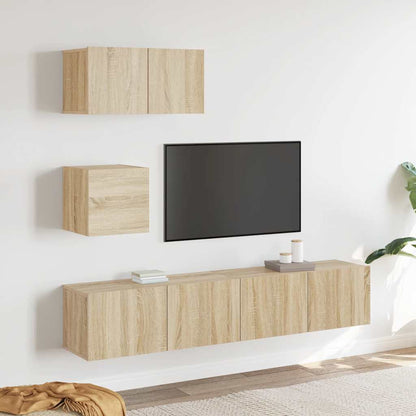 Set di Mobili Porta TV 4 pz Rovere Sonoma in Legno Multistrato