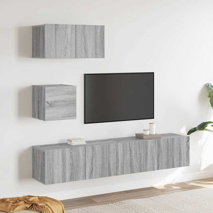 Set di Mobili Porta TV 4 pz Grigio Sonoma in Legno Multistrato