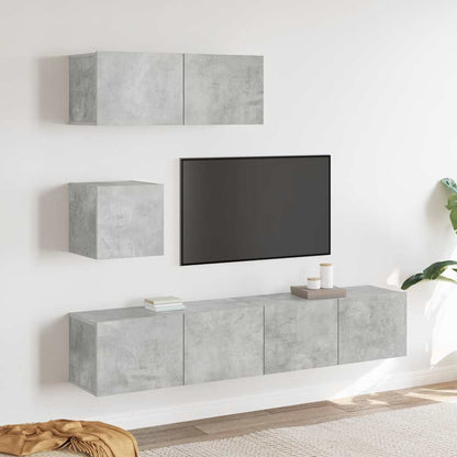 Set di Mobili Porta TV 4 pz Grigio Cemento in Legno Multistrato