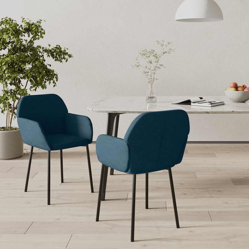 Sedie da Pranzo 2 pz Blu in Velluto