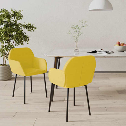Sedie da Pranzo 2 pz Gialle in Velluto
