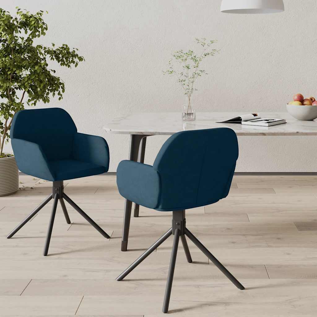 Sedie da Pranzo Girevoli 2 pz Blu in Velluto