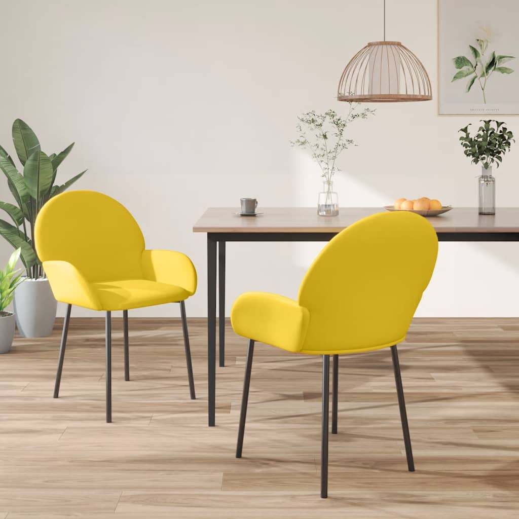 Sedie da Pranzo 2 pz Gialle in Velluto
