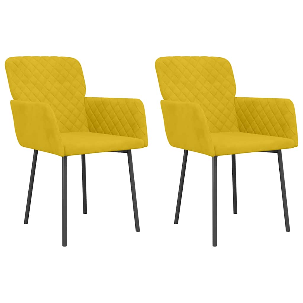 Sedie da Pranzo 2 pz Gialle in Velluto