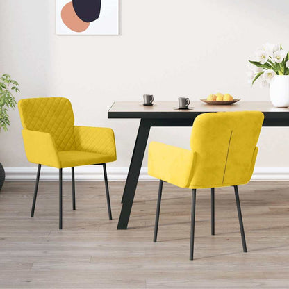Sedie da Pranzo 2 pz Gialle in Velluto