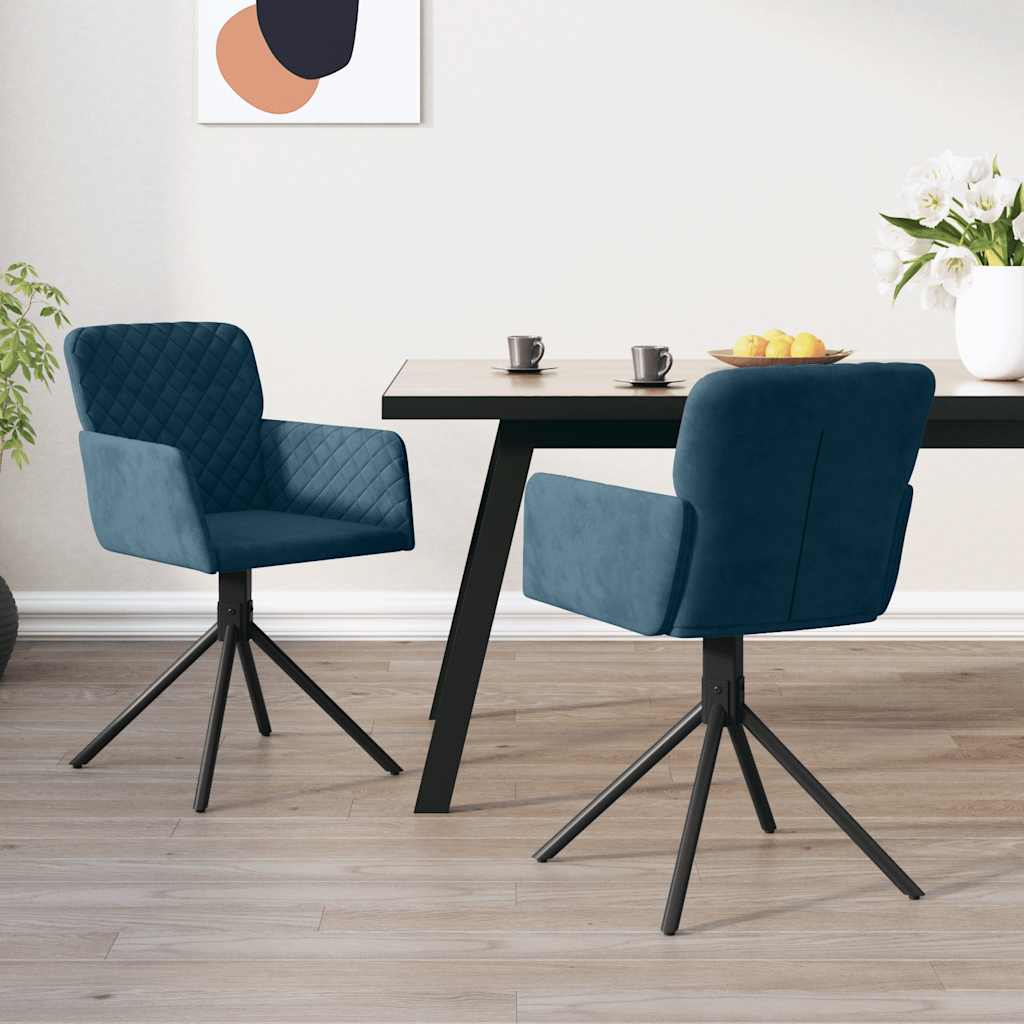 Sedie da Pranzo Girevoli 2 pz Blu in Velluto
