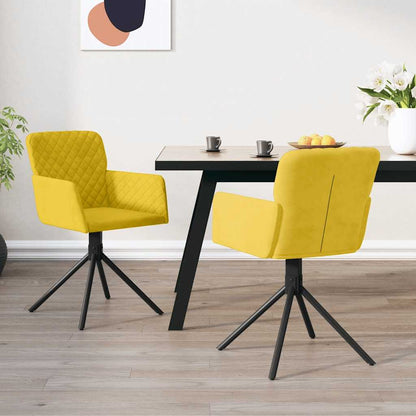 Sedie da Pranzo Girevoli 2 pz Gialle in Velluto
