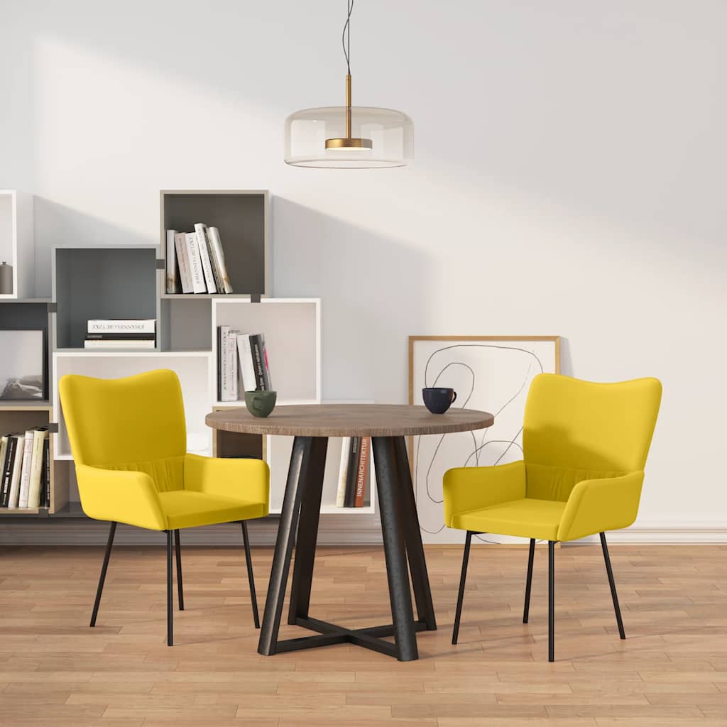 Sedie da Pranzo 2 pz Gialle in Velluto