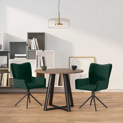 Sedie da Pranzo Girevoli 2 pz Verde Scuro in Velluto