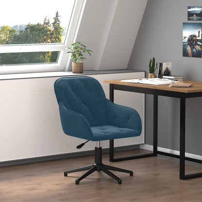 Sedia Girevole da Ufficio Blu in Velluto
