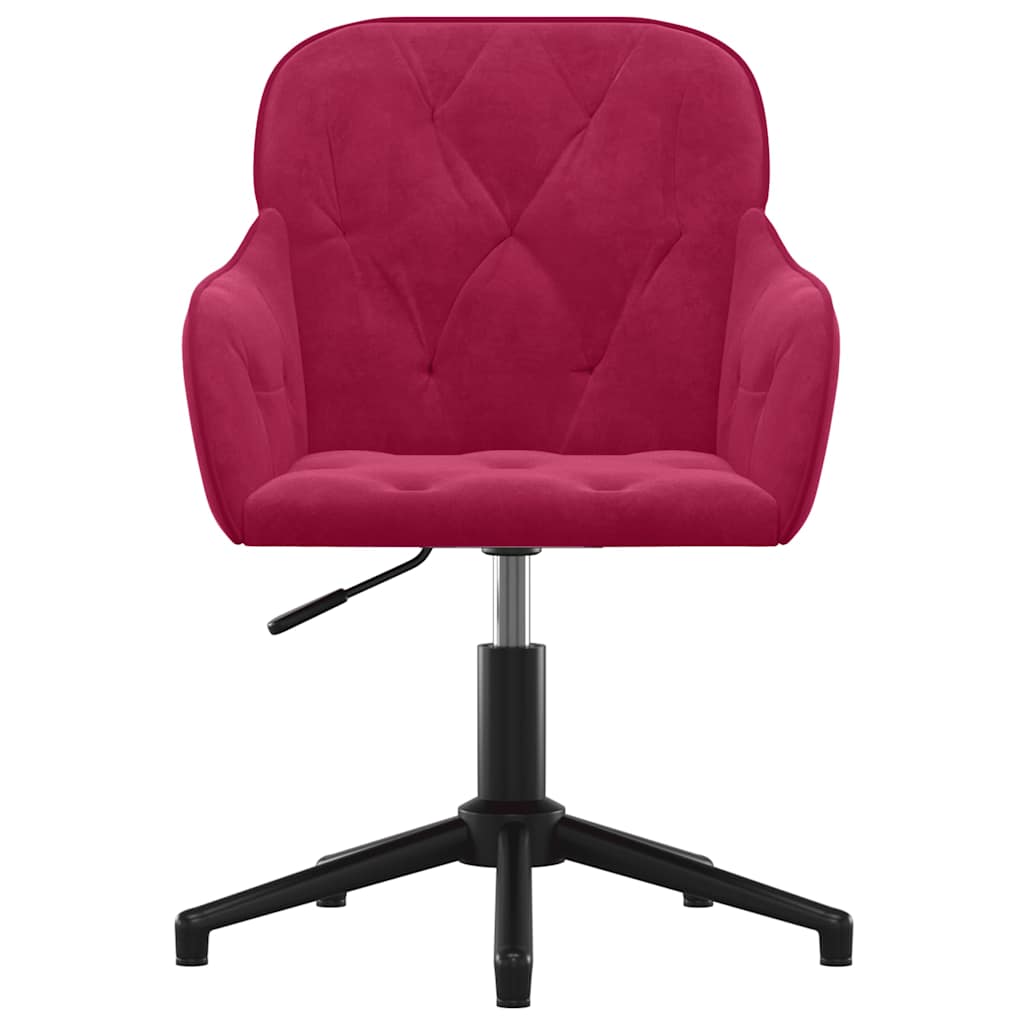 Sedia da Ufficio Girevole Rosso Vino in Velluto