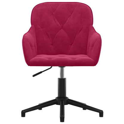 Sedia da Ufficio Girevole Rosso Vino in Velluto