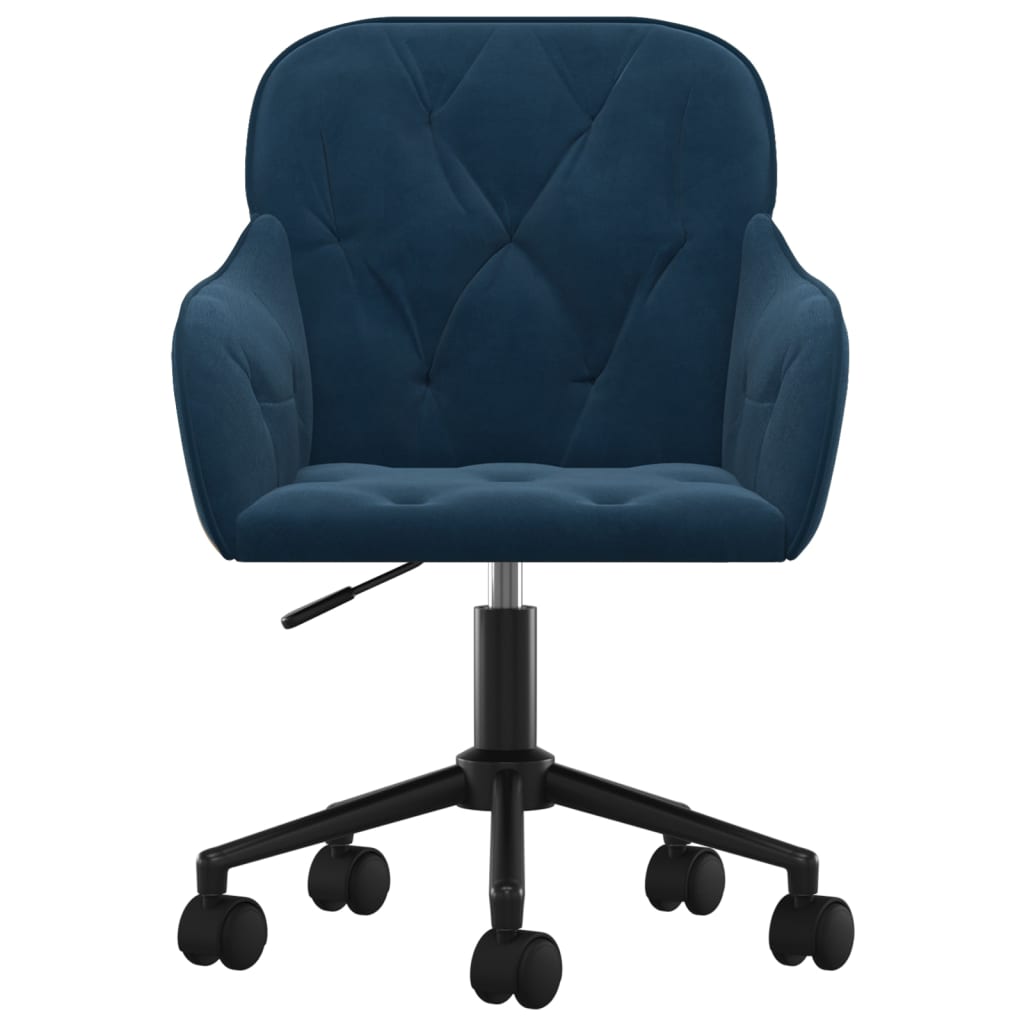 Sedia Girevole da Ufficio Blu in Velluto