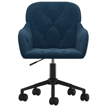 Sedia Girevole da Ufficio Blu in Velluto