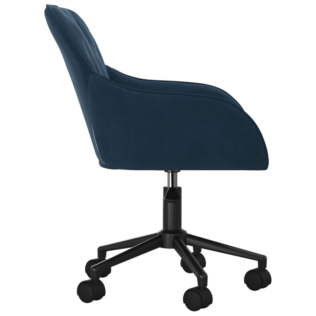 Sedia Girevole da Ufficio Blu in Velluto