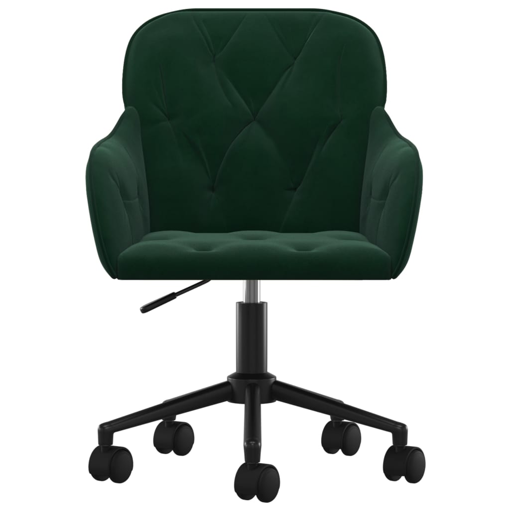 Sedia da Ufficio Girevole Verde Scuro in Velluto