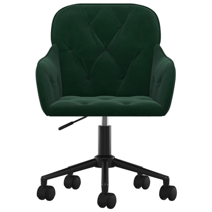 Sedia da Ufficio Girevole Verde Scuro in Velluto