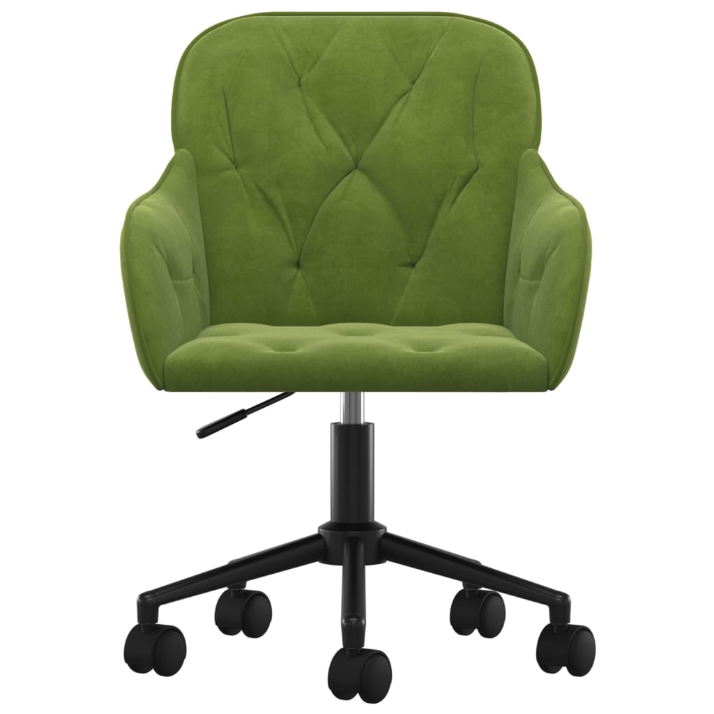 Sedia da Ufficio Girevole Verde Chiaro in Velluto