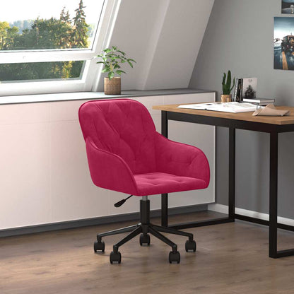Sedia Girevole da Ufficio Rosso Vino in Velluto
