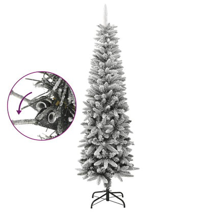 Albero Natale Artificiale Sottile Neve Floccata 180cm PVC e PE