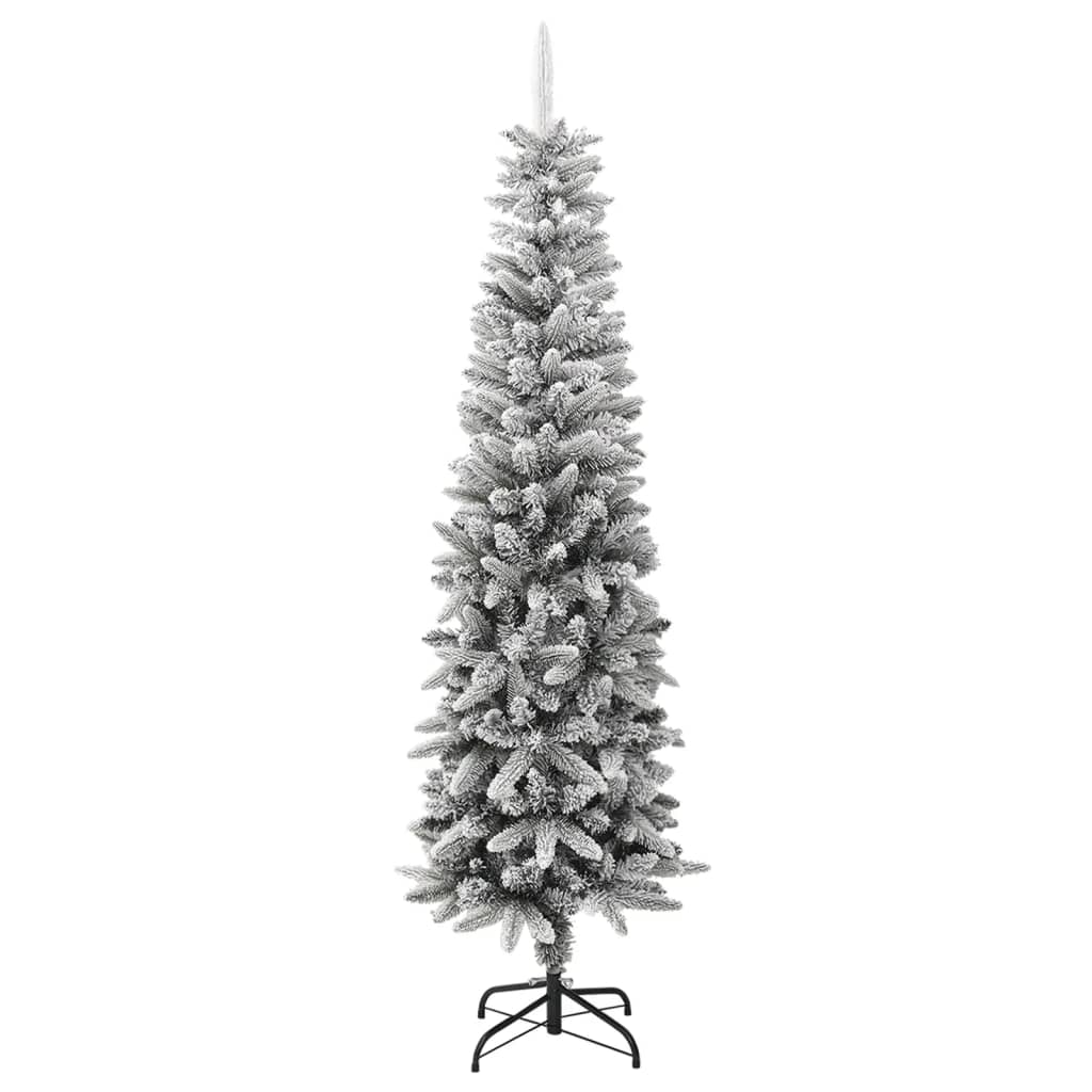 Albero Natale Artificiale Sottile Neve Floccata 120cm PVC e PE
