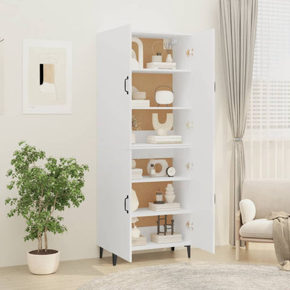 Credenza Bianca 70x34x180 cm in Legno Multistrato