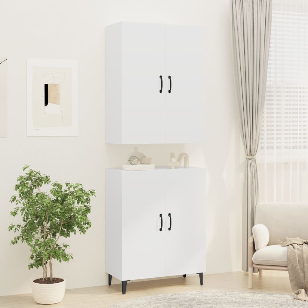 Credenza Bianca 70x34x180 cm in Legno Multistrato