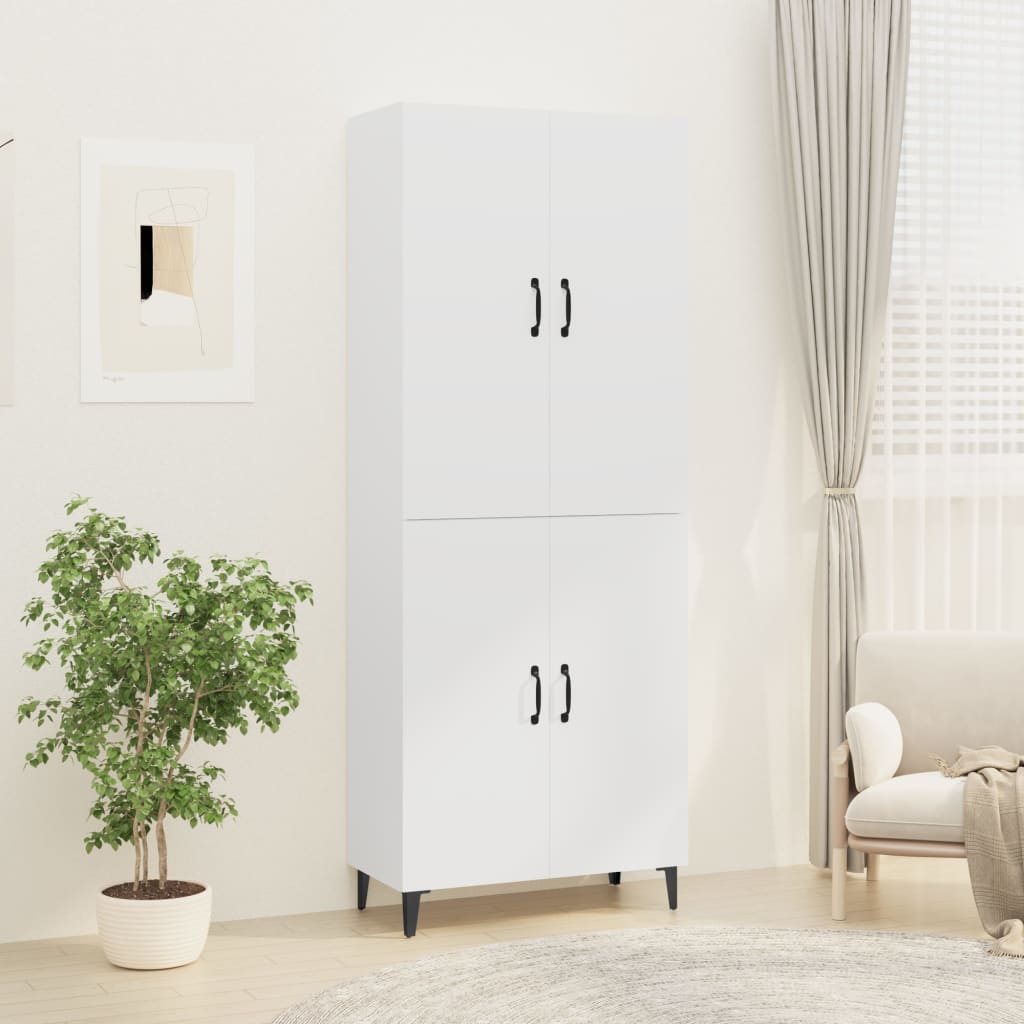 Credenza Bianca 70x34x180 cm in Legno Multistrato
