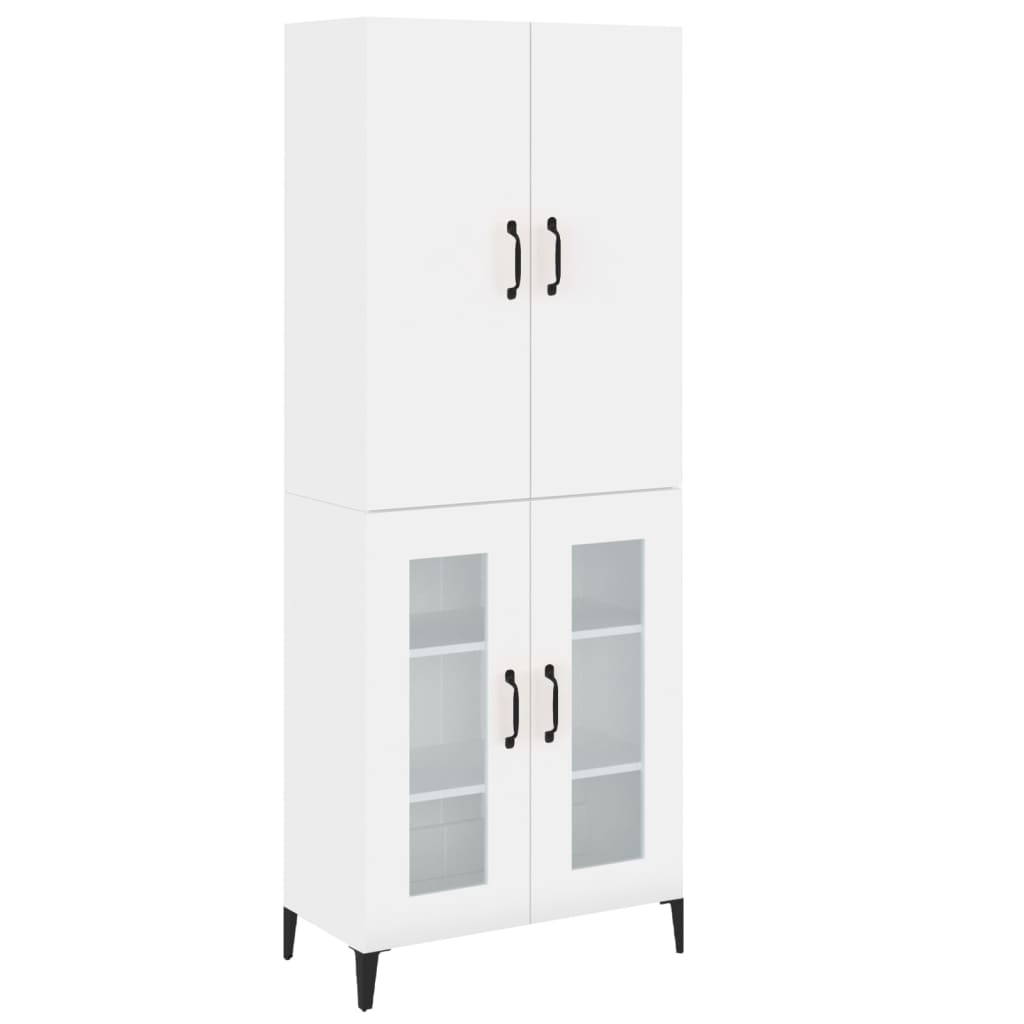 Credenza Bianca 69,5x34x180 cm in Legno Multistrato