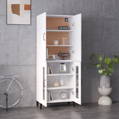 Credenza Bianca 69,5x34x180 cm in Legno Multistrato