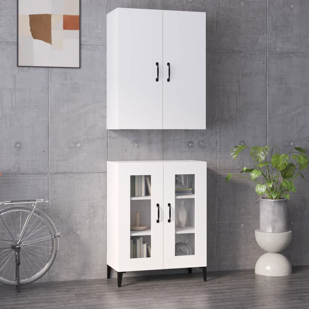 Credenza Bianca 69,5x34x180 cm in Legno Multistrato