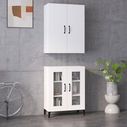 Credenza Bianca 69,5x34x180 cm in Legno Multistrato
