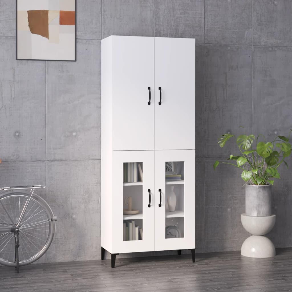 Credenza Bianca 69,5x34x180 cm in Legno Multistrato