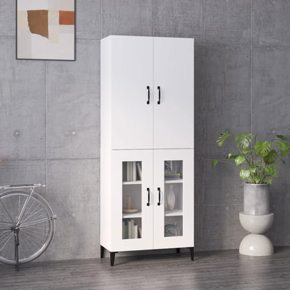 Credenza Bianca 69,5x34x180 cm in Legno Multistrato
