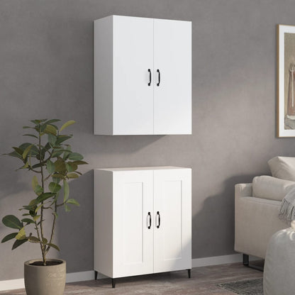 Credenza Bianca 70x34x180 cm in Legno Multistrato