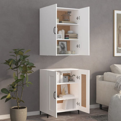 Credenza Bianca 70x34x180 cm in Legno Multistrato