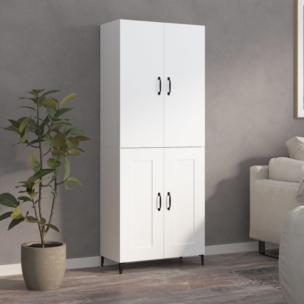 Credenza Bianca 70x34x180 cm in Legno Multistrato