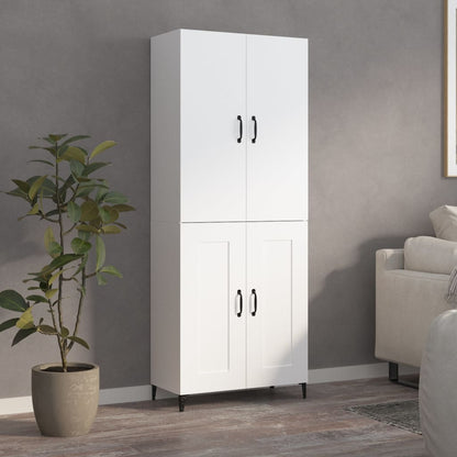 Credenza Bianca 70x34x180 cm in Legno Multistrato