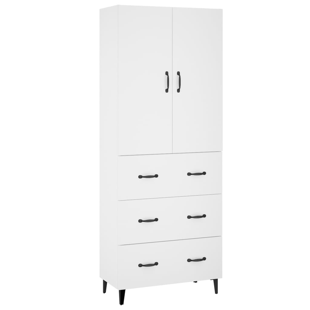 Credenza Bianca 69,5x34x180 cm in Legno Multistrato
