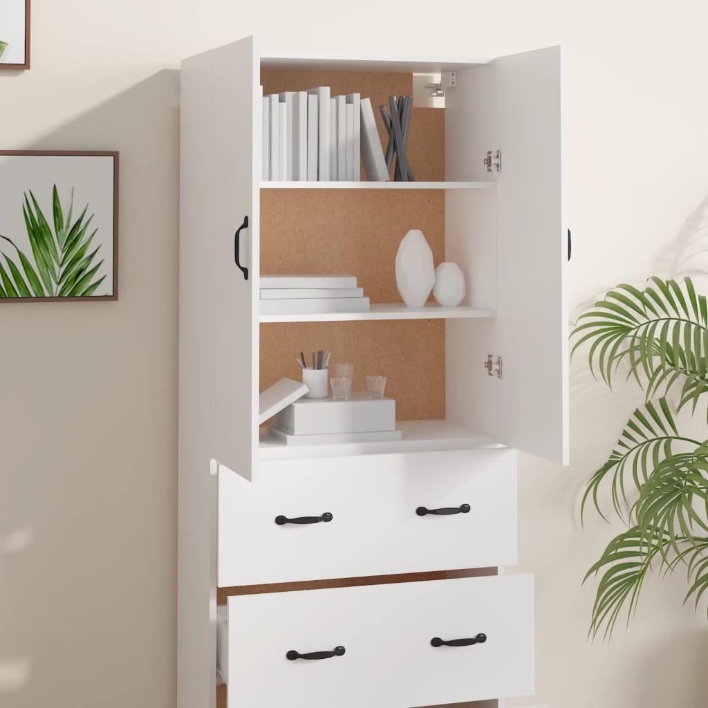 Credenza Bianca 69,5x34x180 cm in Legno Multistrato