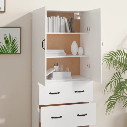 Credenza Bianca 69,5x34x180 cm in Legno Multistrato