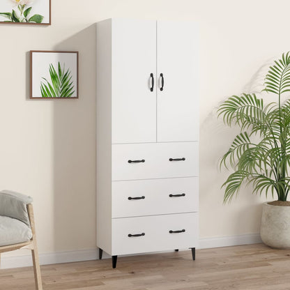 Credenza Bianca 69,5x34x180 cm in Legno Multistrato