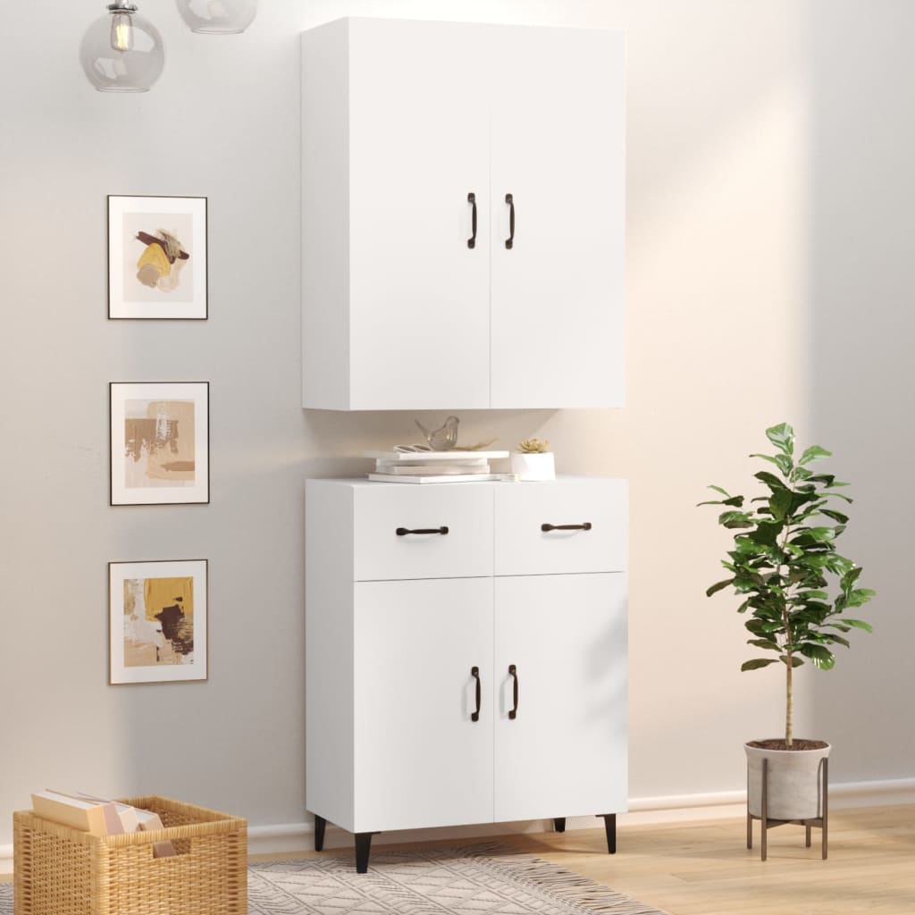 Credenza Bianca 69,5x34x180 cm in Legno Multistrato