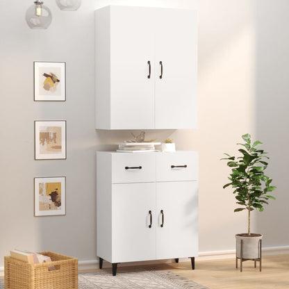 Credenza Bianca 69,5x34x180 cm in Legno Multistrato