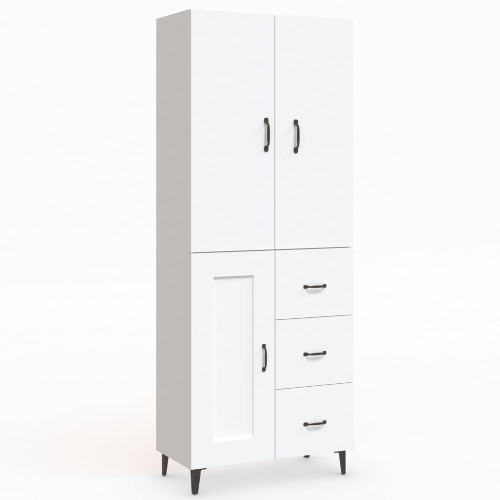 Credenza Bianca 69,5x34x180 cm in Legno Multistrato