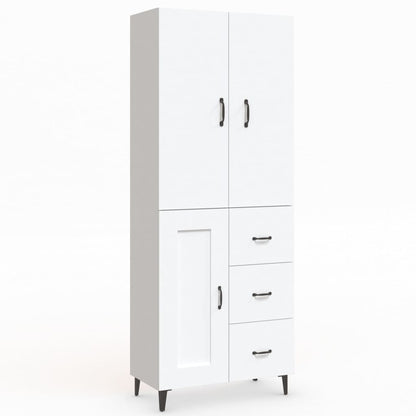 Credenza Bianca 69,5x34x180 cm in Legno Multistrato